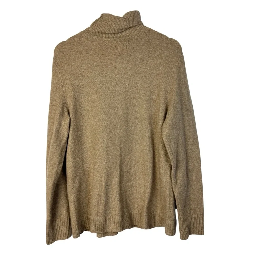 J. Crew Camel Brown Button Turtleneck Soft Yarn Pullover Sweater S